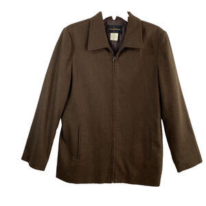 Harris Wallace Wool Blend Jacket Womens Size 10 Chocolate Brown Full Zip Pockets